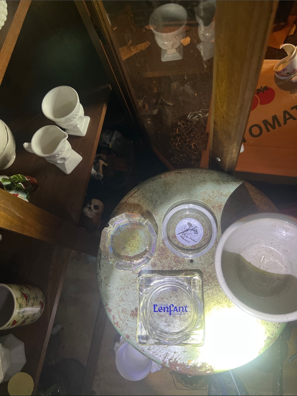 Lenfant Clear Glass Square Ashtray - Iridescent Accent